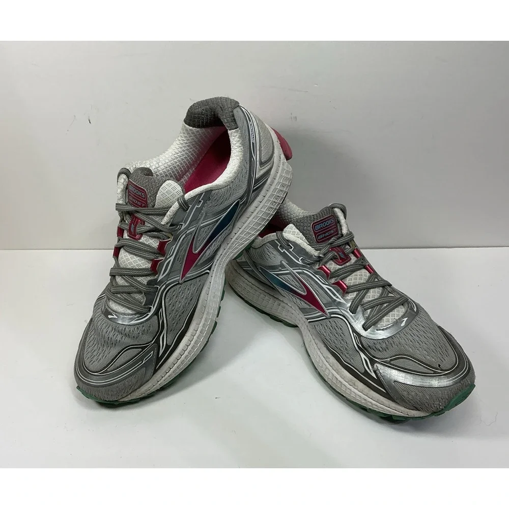 Brooks‎ Ghost 8 Womens Running Shoes Sz 11 Sports Sneakers 1201931B073 Gray Pink